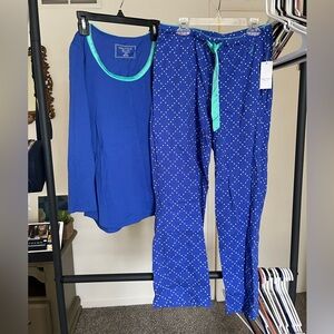 Nautica Royal Blue Polka Dot Pajama Set with Mint Trim